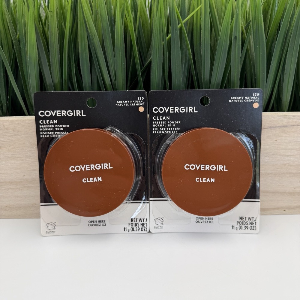 (2) COVERGIRL Clean Pressed Powder Foundation 120 CREAMY NATURAL Original Talc